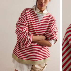 Free People Classic Striped Oversized Crewneck